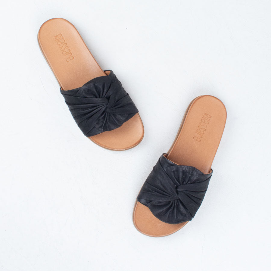 Women's black slide with bow Women's black slide with bow